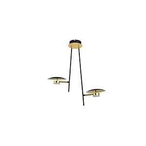 PRENDELUZ Suspension 2L 12W 4000K Noir/Or 52x49x15 cm 1080 lm Dirigeable et Orientable pour éclairage décoratif et fonctionnel.