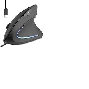 Perixx PERIMICE-513C Kabelgebundene Vertikale USB-C Maus, 6 Tasten, 1000/1600 DPI, Rechtsh&auml;nder-Design, 1,8m Typ C Kabel, Schwarz