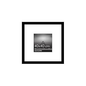 Americanflat Cadre Photo 40x40 cm Noir - Cadre Photo Carr&eacute; 20x20 cm avec Passe-Partout - Bois MDF avec Plexi Poli - Suspension Murale