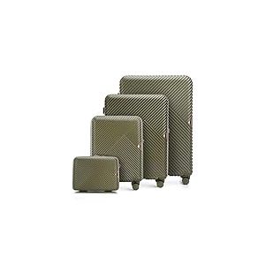 WITTCHEN Valise de Voyage Set de 4 valises en Polycarbonate Bagages à Main avec 4 roulettes pivotantes Serrure à Combinaison Poignée télescopique GL Style Line Vert Olive
