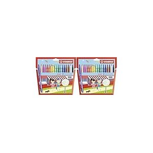 STABILO Feutre de coloriage power - &Eacute;tui carton x 18 feutres pointe moyenne - Coloris assortis (Lot de 2)