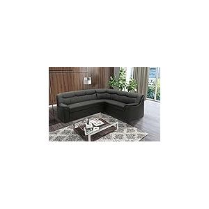 DOMO. collection Berlin Canap&eacute; d'angle Intemporel en Cuir avec Rembourrage &agrave; Ressorts de qualit&eacute; sup&eacute;rieure, canap&eacute; en Forme de L en Cuir synth&eacute;tique, 205 x 250 x 89 cm, Noir