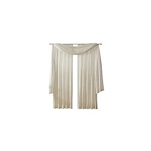 Elrene Home Fashions Athena Rideau de fenêtre Imitation Soie écrasée et cantonnière, 132 x 274 cm (2 Rideaux) et 1 cantonnière, Ivoire
