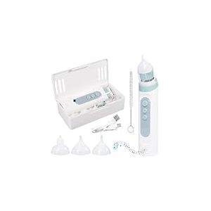 Carehabi Mouche-Bébé Électrique – Aspirateur Nasal pour Bébé, 5 Niveaux d'Aspiration, 3 Embouts en Silicone, Musique Apaisante – Rechargeable USB, Hygiénique et Facile à Nettoyer, Design Étanche