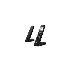 Philips M4702B/12-2 Téléphones Fixes sans Fil DECT, écran 4,6 cm, écran LCD, rétroéclairage, Agenda 50 Chiffres, Mains Libres, Touches programmables, HQ-Sound - Noir (Compatible : ES, par)