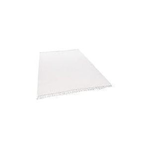 THEKO | Dhurry Tapis en 100% Coton &agrave; Tissage Plat Happy Cotton | tiss&eacute; &agrave; la Main | Couleur : Blanc | 70 x 140 cm