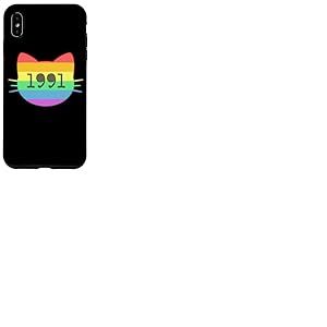 Chat né en 1991 Ans Anniversaire Maman de chat Papa de chat Coque pour iPhone XS Max