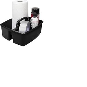 Storex Grand panier &agrave; 2 compartiments &ndash; Organiseur de salle de classe multifonction avec poign&eacute;e, noir, 1 paquet (00973A06C)