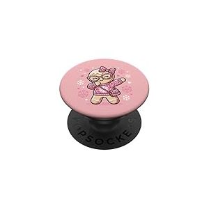 Adorable n&oelig;ud Coquette de No&euml;l en Forme de l&eacute;opard Rose en Pain d'&eacute;pices PopSockets PopGrip Adh&eacute;sif