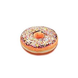 Markenlos Donut Doughnut Coussin avec Chocolat Marron et Paillettes Multicolores Ø 40 cm