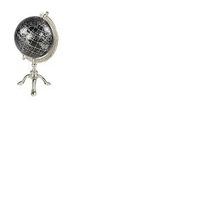 Deco 79 Globe terrestre en Aluminium, 17,8 x 15,2 x 30,5 cm, Noir