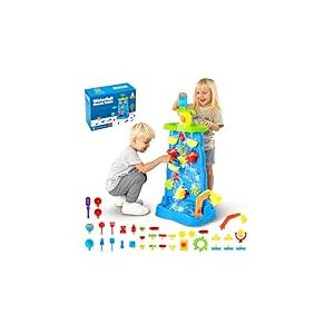 VEVOR Table à Eau avec 37 Accessoires, Table de Jeux d'eau et Sable Enfant, Cascade Double Face, Jouets d'Activités Sensorielles Aquatiques d'Été, pour Tout-Petits, Garçons, Filles de 3 Ans et Plus