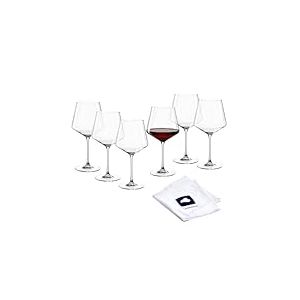 LEONARDO HOME Lot de 6 verres à bordeaux PUCCINI avec chiffon de polissage - Verres à vin lavables au lave-vaisselle (730 ml) - Résistant aux chocs et à un usage quotidien - 040981