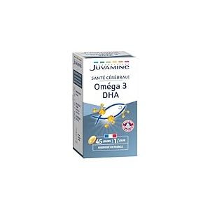 JUVAMINE - Oméga 3 - DHA - Santé Cérébrale - Santé des yeux - Nutriments Essentiels - Compléments Alimentaires - Friends of the Sea - 45 capsules - Fabriqué en France