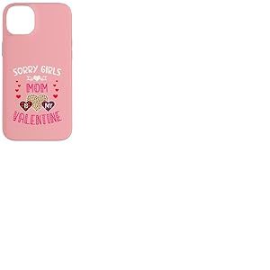 Sorry Girls Mommy is My Valentine C&oelig;urs l&eacute;opard et Plaid Coque pour iPhone 14 Plus