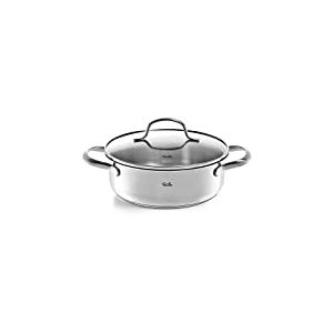 Fissler San Francisco Sautoir en Acier Inoxydable (1,2 l – Ø 16 cm) Cocotte avec Couvercle en Verre, Bord Verseur, Économe en Énergie – Compatible Induction