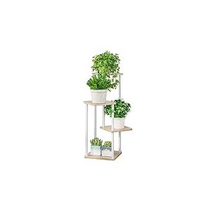 AZERPIAN Support pour plantes d'intérieur à 4 niveaux en métal pour plusieurs plantes, supports de fleurs d'angle pour terrasse, jardin, salon, balcon, chambre à coucher, noir (4 niveaux, blanc)