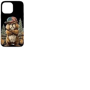 Castor Cool avec Casquette am&eacute;ricaine et for&ecirc;t pour Adultes et Enfants Coque pour iPhone 13 Pro Max