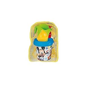 Smoby - Sac à Dos avec Seau de Plage Mickey - Comprend Seau, Pelle, râteau, Tamis, arrosoir et Moule - Matériau recyclé - pour Enfants à partir de 18 Mois - (7600862217)