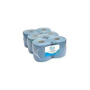 Blake & White Rouleaux bleus à dévidage central (lot de 6) - Rouleau de papier hygiénique 2 plis Purely Smile pour essuyer - 300 feuilles, rouleau bleu résistant et ultra absorbant | PS1216