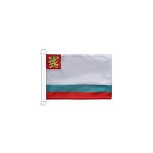 AZ FLAG - Drapeau Pavillon de guerre Bulgarie - 45x30 cm - Pavillon Nautique Militaire Bulgare Spécial Bateau Et Extérieur En Maille Bloquée Avec Anneaux Plastiques Intégrés - 30g
