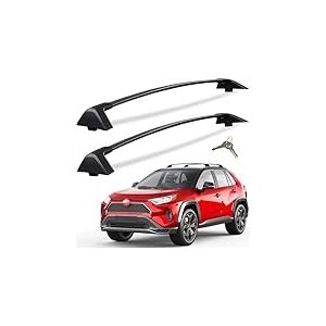 KINGGERI Barres transversales de toit de 117,9 kg pour Toyota RAV4 2019-2024, barres transversales en aluminium robuste, antivol verrouillable, noir (ne convient pas pour l'aventure/TRD tout-terrain)