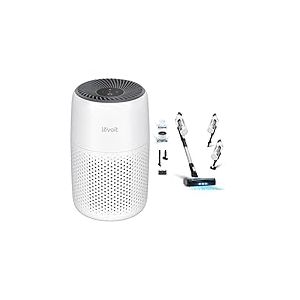 LEVOIT Purificateur d'Air et Aspirateur Balai Sans Fil contre Allergies, &Eacute;limine les Poils d'Animaux, Air Purifier Core Mini pour Chambre Maison