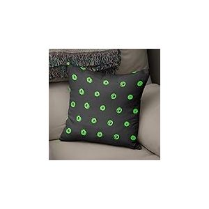 BonaMaison Housse de Coussin Motif, Vert Fluo et fumée Taie d'oreiller pour Lit Voiture Canapé Maison Salon Chambre, Décoration D'intérieur, 43x43cm - Conçu et Fabriqué en Turquie