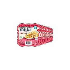 Blédina - Blédichef - Repas Bébé 15 Mois - 9 Plats Patate Douce Légumes Poulet - Petits Morceaux - 100% Ingrédients d'Origine Naturelle - Dès 15 Mois - 9 Assiettes de 250g