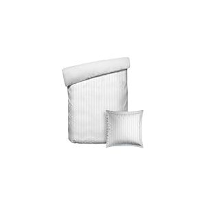 Pure Cotton Parure de lit 2 Pi&egrave;ces 1 Personne - Housse de Couette 135x200cm & taie d'oreiller 80x80cm &ndash;100% Satin de Coton Rayures tiss&eacute;es Dobby, 80 Fils/cm&sup2;, 120 GSM-Certifi&eacute; Oeko-TEX&ndash;Dobby - Blanc
