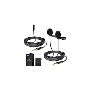 Neewer Micro Cravate Filaire Double avec c&acirc;ble d'extension de 4 m, Mini Microphone &agrave; condensateur omnidirectionnel &agrave; Clipser 3,5 mm TRS pour cam&eacute;scope