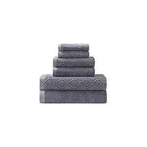 Superior Lot de 6 Serviettes de Bain 100% Coton 550 g/m², 2 Faces, 2 Mains, 2 Serviettes de Bain, idéal pour Salle de Bain, Cuisine ou Plage, séchage Rapide, Jacquard et uni, Poids Moyen, Bleu Marine