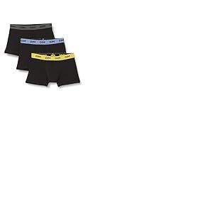 DIM Boxer Homme Mix and Colors Coton Stretch Confort x6, Noir ceinture jaune/bleu/gris, L