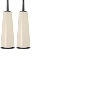 Brabantia - Renew Porte Goupillon avec Brosse - Brosse Hygi&eacute;nique - Nettoie sous Le Rebord - Base Anti-Rayures - Anti-Corrosion - Accessoire de Salle de Bains - Soft Beige - 42 x 12 x 12 cm (Lot de 2)