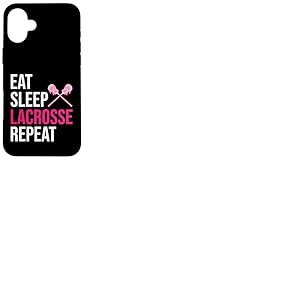 Eat Sleep Lacrosse Repeat Lacrosse Coque pour iPhone 16 Plus