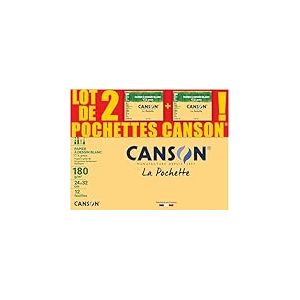 CANSON C à Grain - Lot 2 pochettes 12 feuilles de papier dessin blanc 24x32 180g/m²