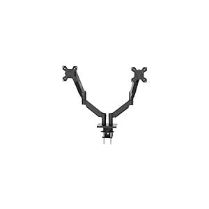 CoolBox M02D - Bras Double écran pour écrans jusqu'à 32", jusqu'à 8 kg par Bras, Hauteur, Inclinaison et Rotation réglables, Rotation Moniteur Vertical, VESA 75 x 75/100 x 100, Noir
