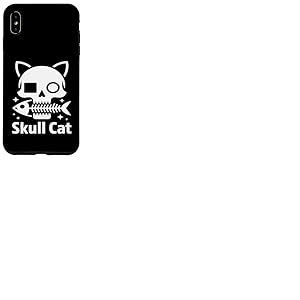 Arts graphiques Chat Pirates Halloween Tête de mort effrayante et os croisés Coque pour iPhone XS Max