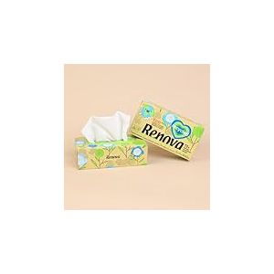 Renova Mouchoirs boîte Recyclé, emballage et papier recyclé, 3 plis, 72 mouchoirs (Lot de 10)