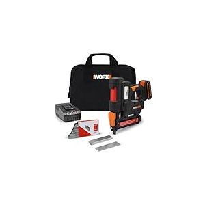 WORX Agrafeuse Sans Fil 20V WX844, chargeur 100 pièces, 18Ga, agraphes 10/40 mm, 2 Modes de Tir, Déblocage Sans Outil, réglable, livrée avec 1 batterie 2Ah, chargeur rapide et 200 Agrafes