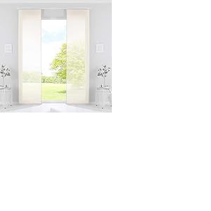 Gardinenbox Nizza 2019032-2 Lot de 2 Rideaux coulissants, en Voile de Coton Semi-Voile, Dimensions (H x l) : 245 x 60 cm, Couleur : cr&egrave;me, Transparent, Panneau, avec tringles et Barres de lestage