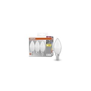 OSRAM Base Classic B 40 FR LED lampe avec base E14, Mini-Tens Shape, 3-pack, 4,9W, 470lm, 2700k, lumière blanche chaude, développement de la chaleur inférieure, durée de vie à long terme