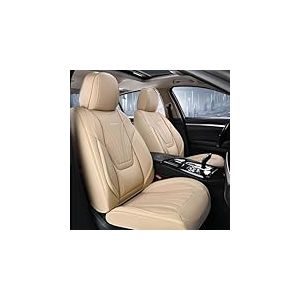 Coverado Lot de 2 housses de siège avant de voiture avec soutien lombaire et appuie-tête amovible – Coussin de siège en cuir respirant – Ajustement universel pour camion, véhicules automobiles – Beige