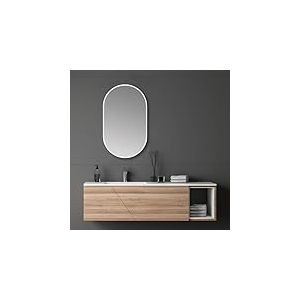 Talos Miroir Design Ovale Blanc 45 x 75 cm pour pièces humides pour Votre Salle de Bain avec Cadre en Aluminium