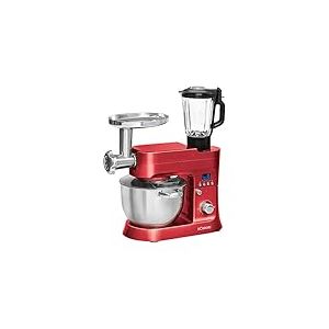 Bomann Robot patissier multifonctions - Robot P&acirc;tissier - Robot patisserie - Petrin - 1200 W - Ecran LCD - 10 niveaux de vitesse - Fonction hachoir/Pates/Patisserie - Couleur Rouge KM1395CB