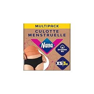 Nana Culotte Menstruelle Lavable Coton Bio - Flux Abondant - Noir - Coupe Hipster - XS x3