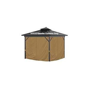 Mogtuo Rideaux d'intimité imperméables pour tonnelle d'extérieur – Rideaux de Rechange universels avec Fermeture éclair – pour terrasse, Jardin, Jardin (3 x 3,6 m, Kaki)