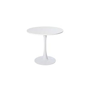 MEUBLE COSY Table Salle à Manger Ronde Scandinave 2-4 Personnes pour Salon Cuisine, en Bois d'ingénierie et métal, Blanc, 80x80x73cm
