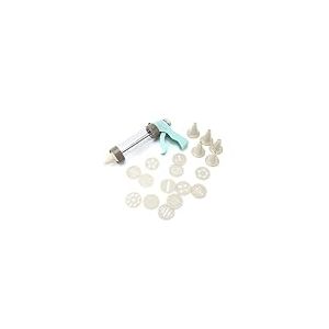 Wintem Pistolet à décoration de gâteaux et de Biscuits de 19 pièces en Plastique, léger et résistant, Facile à Utiliser, idéal pour Les pâtes dures et Douces, composé de 13 Cercles de pressage et 6