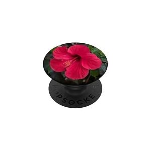 Hibiscus exotique rouge vert vif formes fleurs tropicales mania PopSockets PopGrip Interchangeable